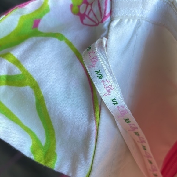 Lilly Pulitzer dress strapless size 2 pink green white floral tie back - Picture 8 of 12